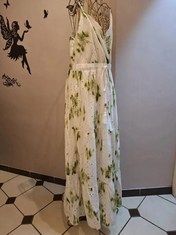 Vestido longo de algodão estampado e bordados ingleses – photo 4
